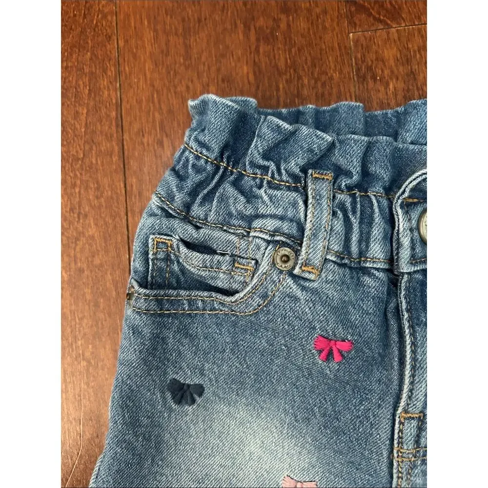GAP Bundle Toddler Girls Embroidered Denim & Cream Corduroy Pants Set, Size 2y